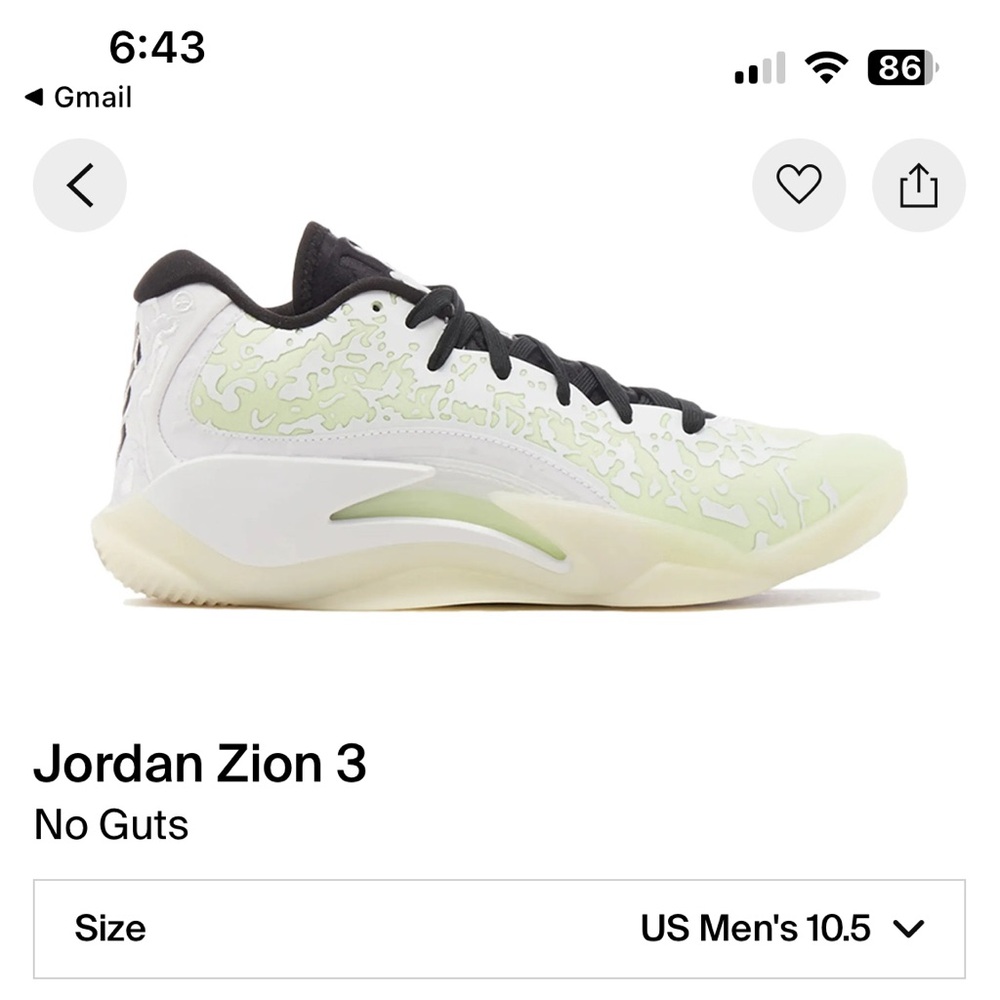Jordan Zion 3 White and Black Basketball Shoes … Worn once my sons foot grew!
